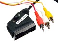 Kabel SCART / 3xCINCH  1.5m stereo s přepínačem IN / OUT