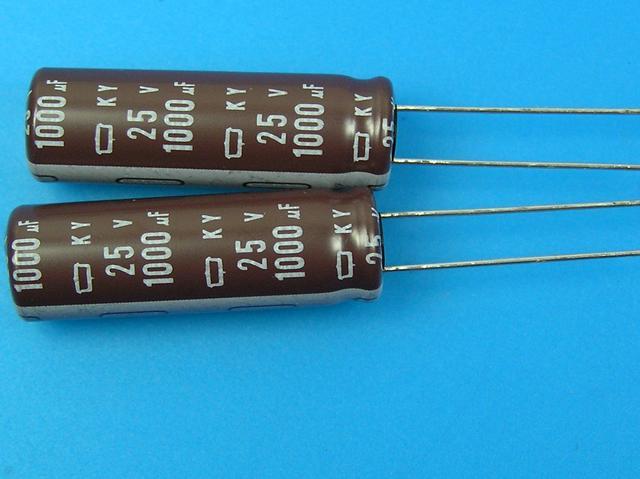 1000uF/25V - 105°C Nippon  KY   kondenzátor elektrolytický, low ESR, long life
