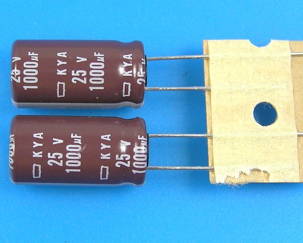 1000uF/25V - 105°C Nippon  KYA   kondenzátor elektrolytický, low ESR, long life