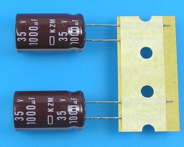 1000uF/35V - 105°C Nippon  KZM kondenzátor elektrolytický, low ESR, long life, high ripple current