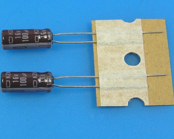 100uF/16V - 105°C Nippon KZM kondenzátor elektrolytický, low ESR, long life, high ripple current