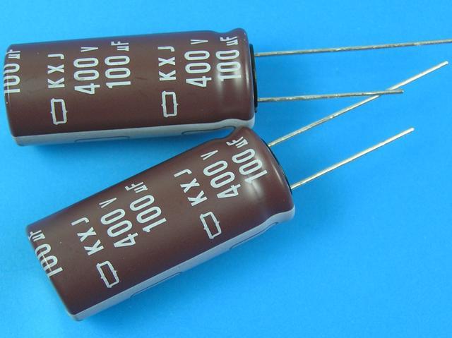 100uF/400V - 105°C Nippon KXJ kondenzátor elektrolytický low ESR, long life, high ripple current, pen type