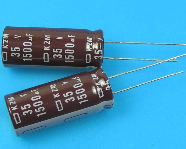 1500uF/35V - 105°C Nippon  KZM kondenzátor elektrolytický, low ESR, long life, high ripple current