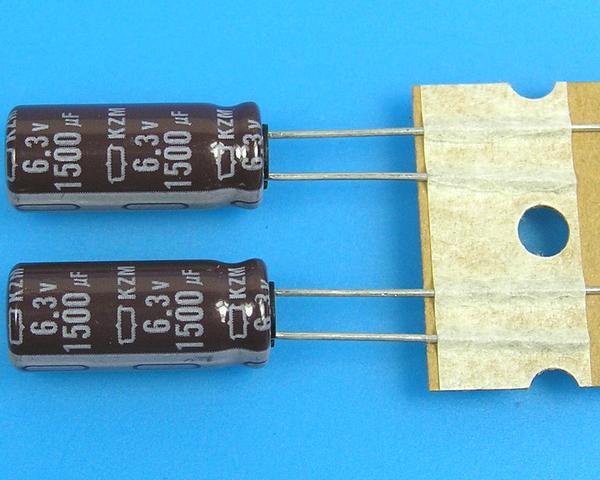 1500uF/6,3V - 105°C Nippon  KZM   kondenzátor elektrolytický,  low ESR, long life, high ripple current