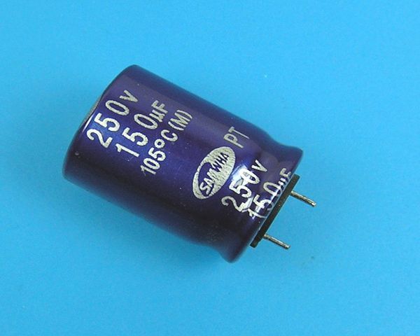 150uF/250V - 105°C Samwha PT   kondenzátor elektrolytický