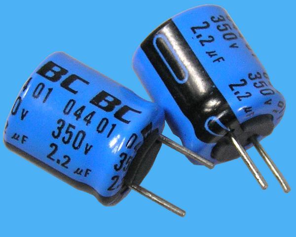 2,2uF/350V - 85°C BC   kondenzátor elektrolytický