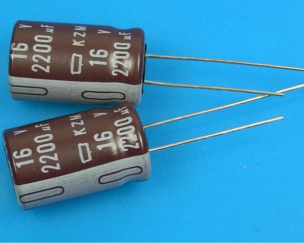 2200uF/16V - 105°C Nippon  KZM kondenzátor elektrolytický, low ESR, long life, high ripple current