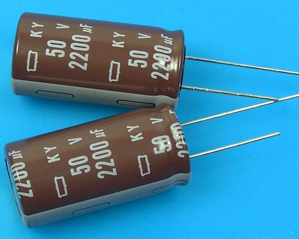 2200uF/50V - 105°C Nippon KY kondenzátor elektrolytický, low ESR, long life