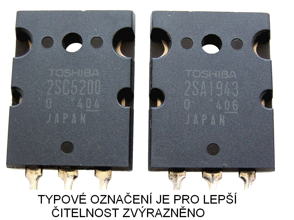 2SC5200 + 2SA1943 Toshiba   pár pro NF výkonové zesilovače