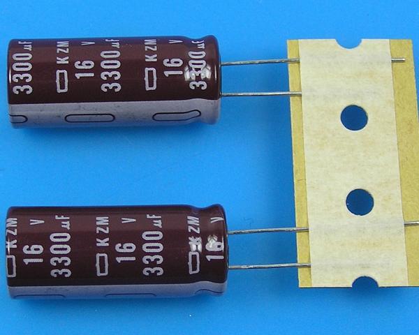 3300uF/16V - 105°C Nippon  KZM kondenzátor elektrolytický, low ESR, long life, high ripple current