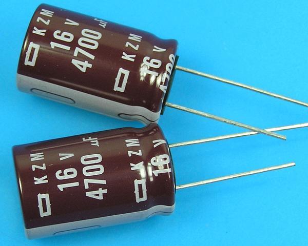 4700uF/16V - 105°C Nippon  KZM kondenzátor elektrolytický, low ESR, long life, high ripple current