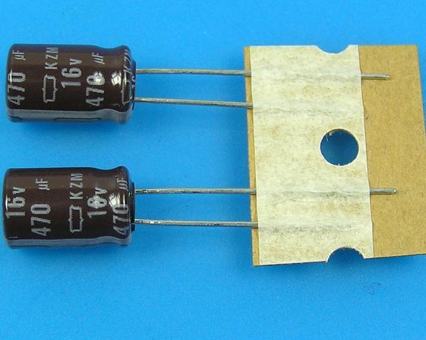 470uF/16V - 105°C Nippon  KZM   kondenzátor elektrolytický low ESR, long life, high ripple current