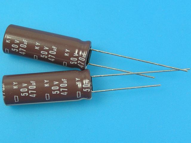470uF/50V - 105°C Nippon  KY   kondenzátor elektrolytický, low ESR, long life, pen type