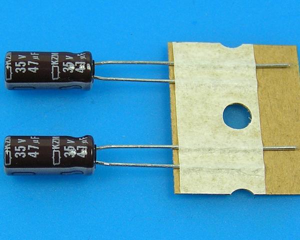 47uF/35V - 105°C Nippon  KZM kondenzátor elektrolytický, low ESR, long life, high ripple current