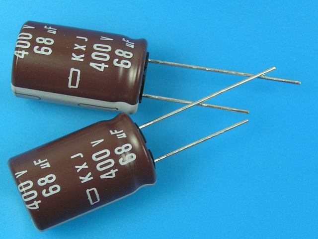 68uF/400V - 105°C Nippon KXJ kondenzátor elektrolytický low ESR, long life, high ripple current