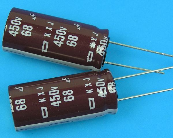 68uF/450V - 105°C Nippon KXJ kondenzátor elektrolytický low ESR, long life, high ripple current