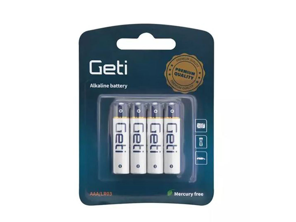 AAA Baterie Geti alkalická  LR06 balení 4ks blistr