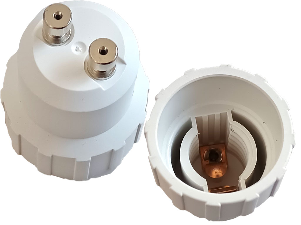 Adapter E14 / GU10 - redukce pro halogenky s paticí GU10 / E14