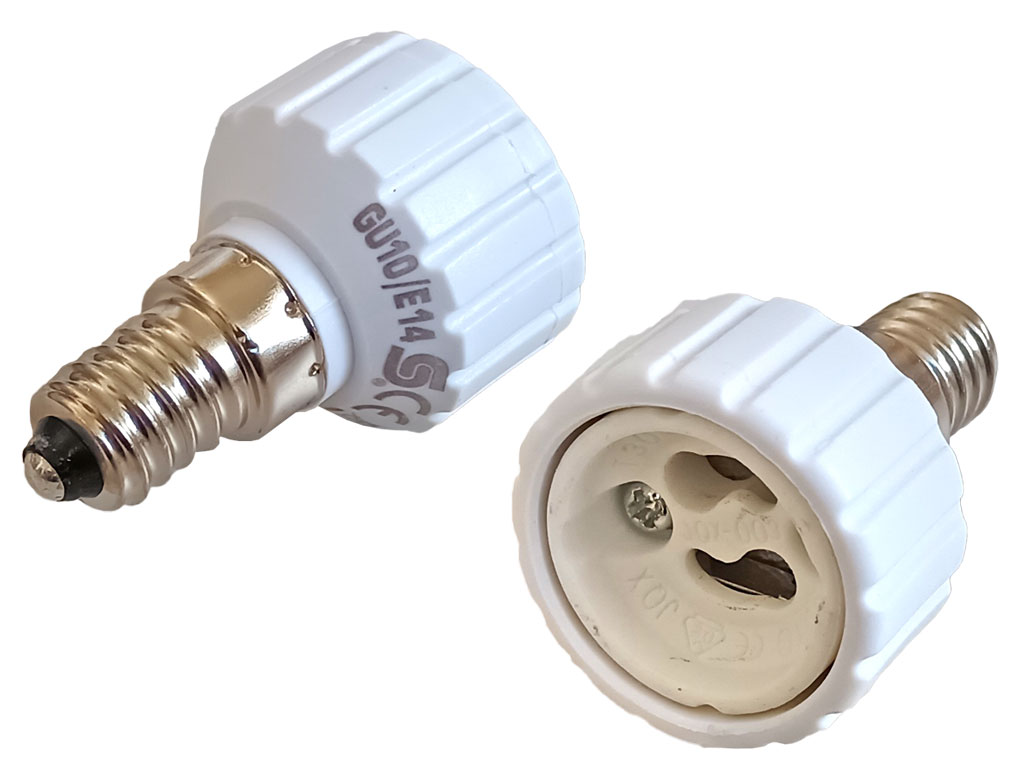 Adapter GU10 / E14 - redukce pro žárovky s paticí E14 / GU10