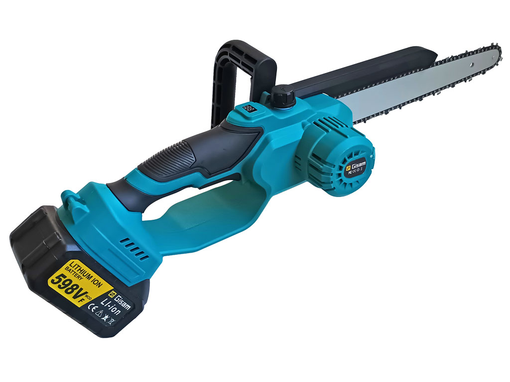 Aku ruční řeťezová pila Gisam 10", lišta 25cm, bezkartáčový motor 550W, automatické mazání řetězu 