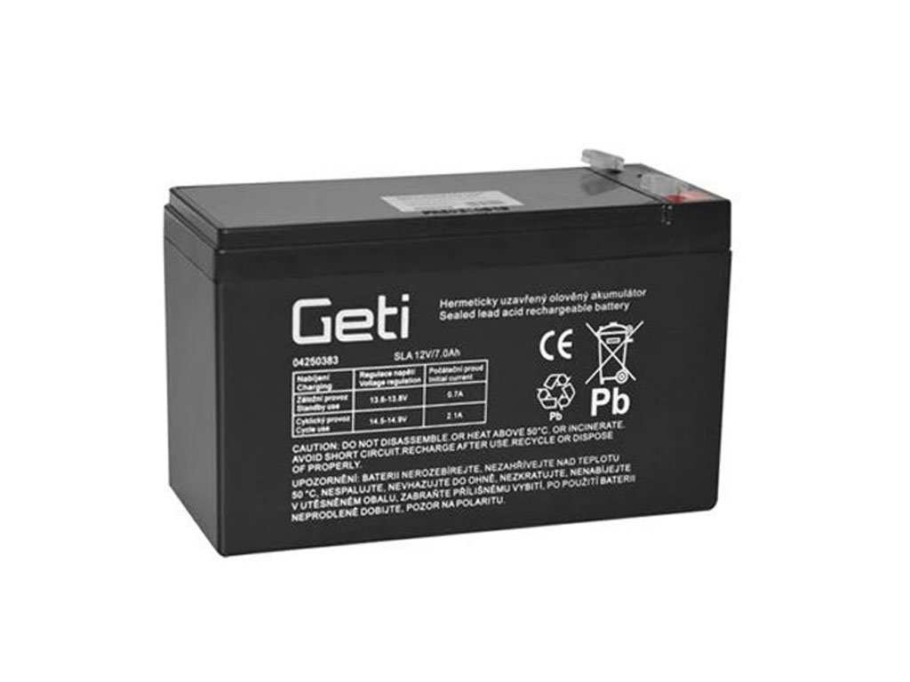Akumulátor 12V / 7Ah  olověný - Geti Faston 4,8mm