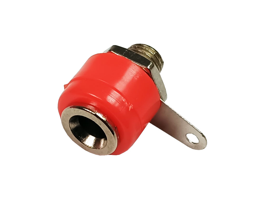 Banánek zdířka panelová samostatná 10A - rudá ( červená )