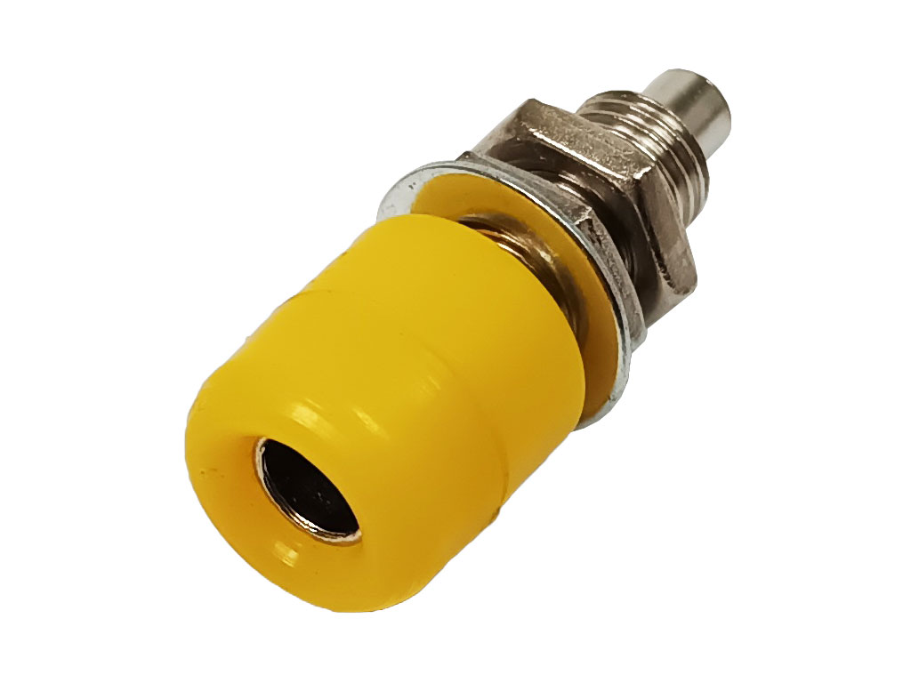 Banánek zdířka panelová samostatná 16A - žlutá RC170-GE