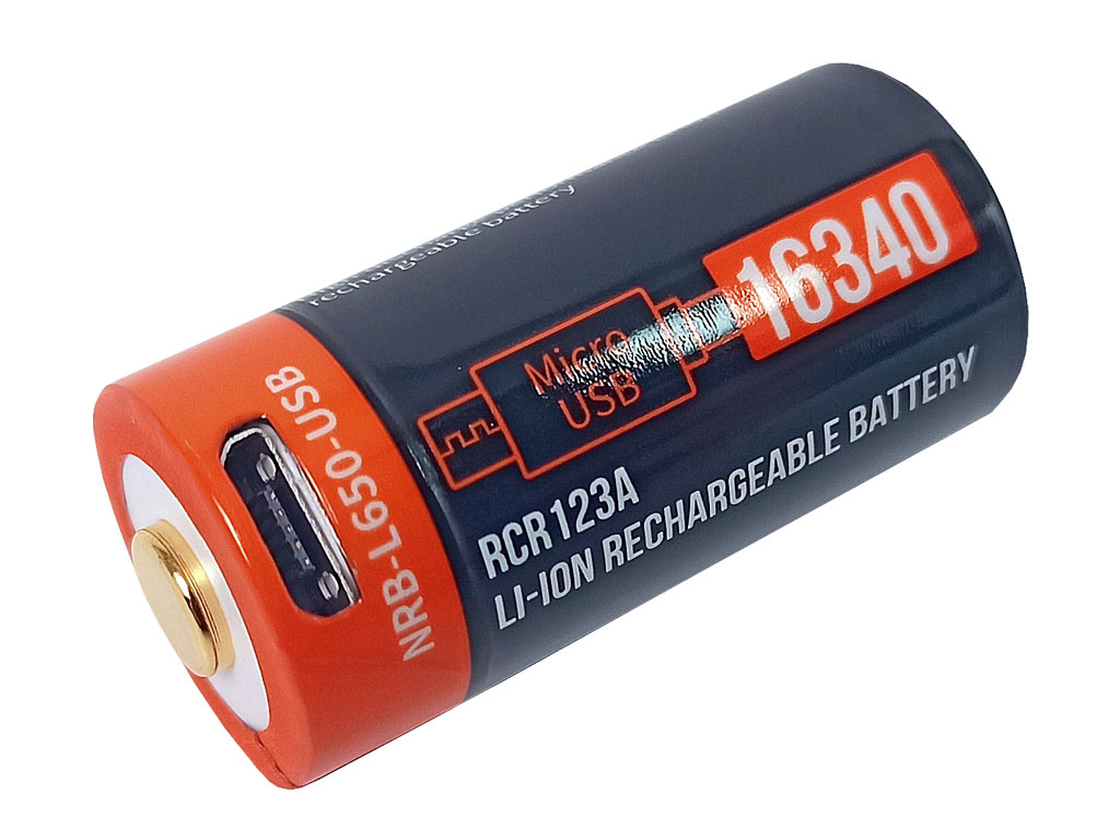 Baterie nabíjecí 3.7V / 650mAh 2.4Wh Li-ion 16340 / RCR123 COM