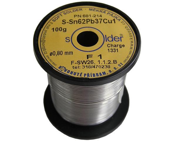 Cín pájka Kovohutě Sn62Pb37Cu1  0.8mm cívka  100g