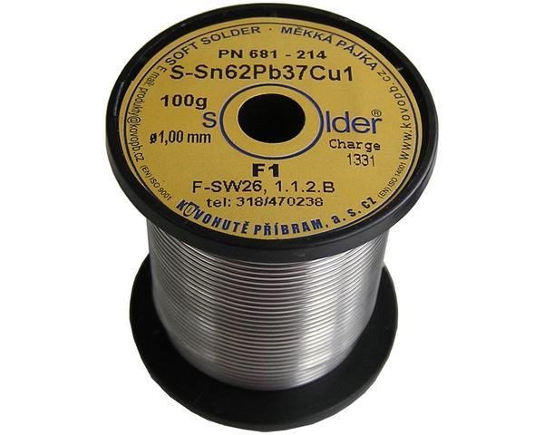 Cín pájka Kovohutě Sn62Pb37Cu1  1.0mm cívka 100g
