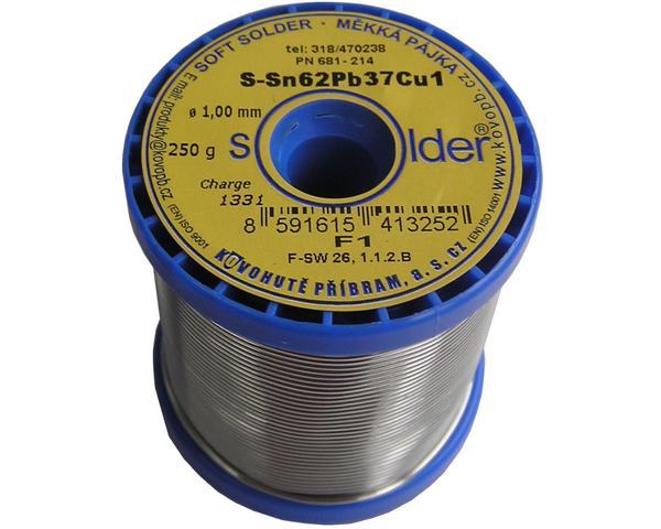 Cín pájka Kovohutě Sn62Pb37Cu1  1.0mm cívka  250g