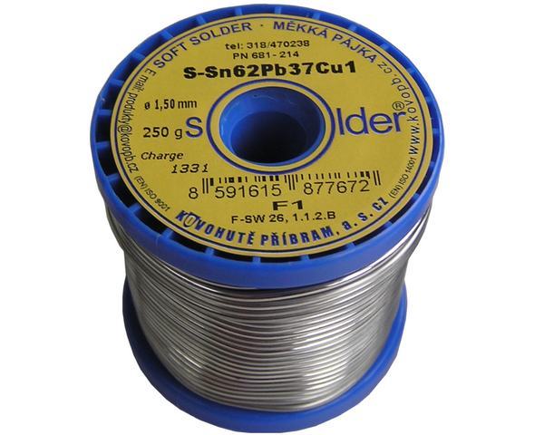 Cín pájka Kovohutě Sn62Pb37Cu1  1.5mm cívka  250g