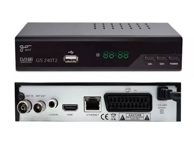 DVB-T přijímač GoSAT GS240ET2 set-top-box DVB-T2 HEVC H.265