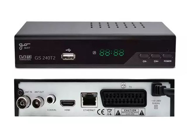 DVB-T přijímač GoSAT GS240T2 set-top-box DVB-T2 HEVC H.265