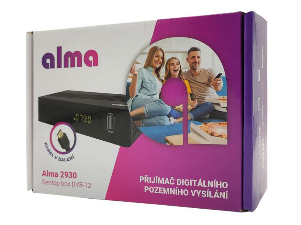 DVB-T2 přijímač Alma 2930 H.265 HEVC set-top-box