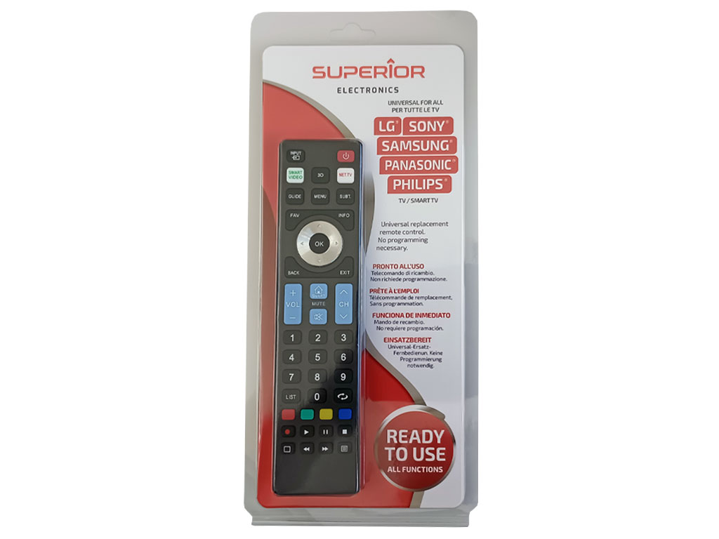 Dálkový ovladač Superior Ready 5 LG, Samsung, Sony, Panasonic, Philips univerzální ovladač s hlavnímy Smart TV a 3D funkcemi