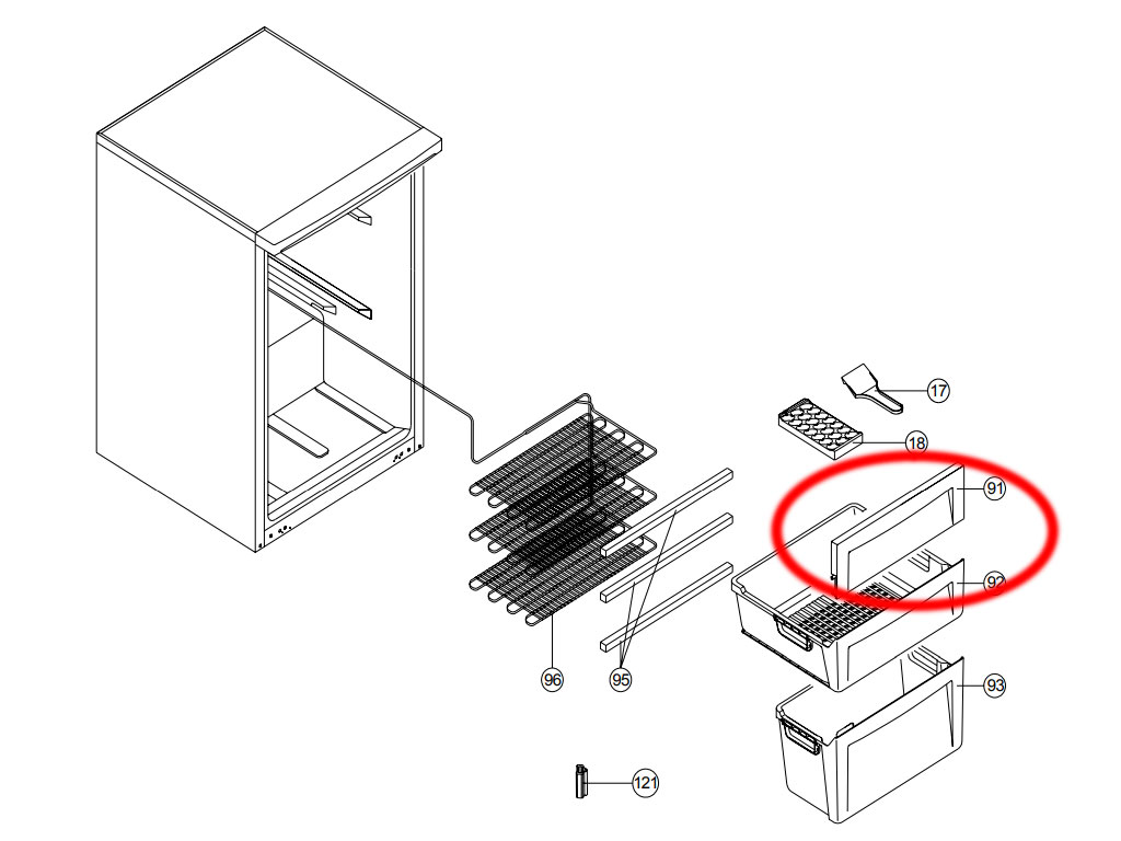 Dvířka police mrazáku 42128573 VESTEL