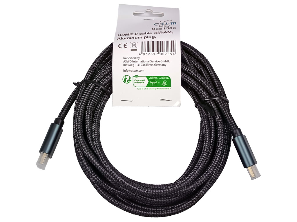 Kabel HDMI A verze 2.0 s Ethernetem délka 3m Premium Quality