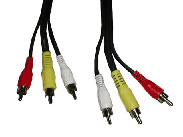 Kabel; RCA vidlice x3,z obou stran; 2m; Povrch: niklovaný
