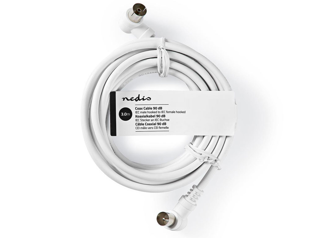 Kabel antenní - účastnická šňůra - 3m - bílý úhlový CSGT40100WT30