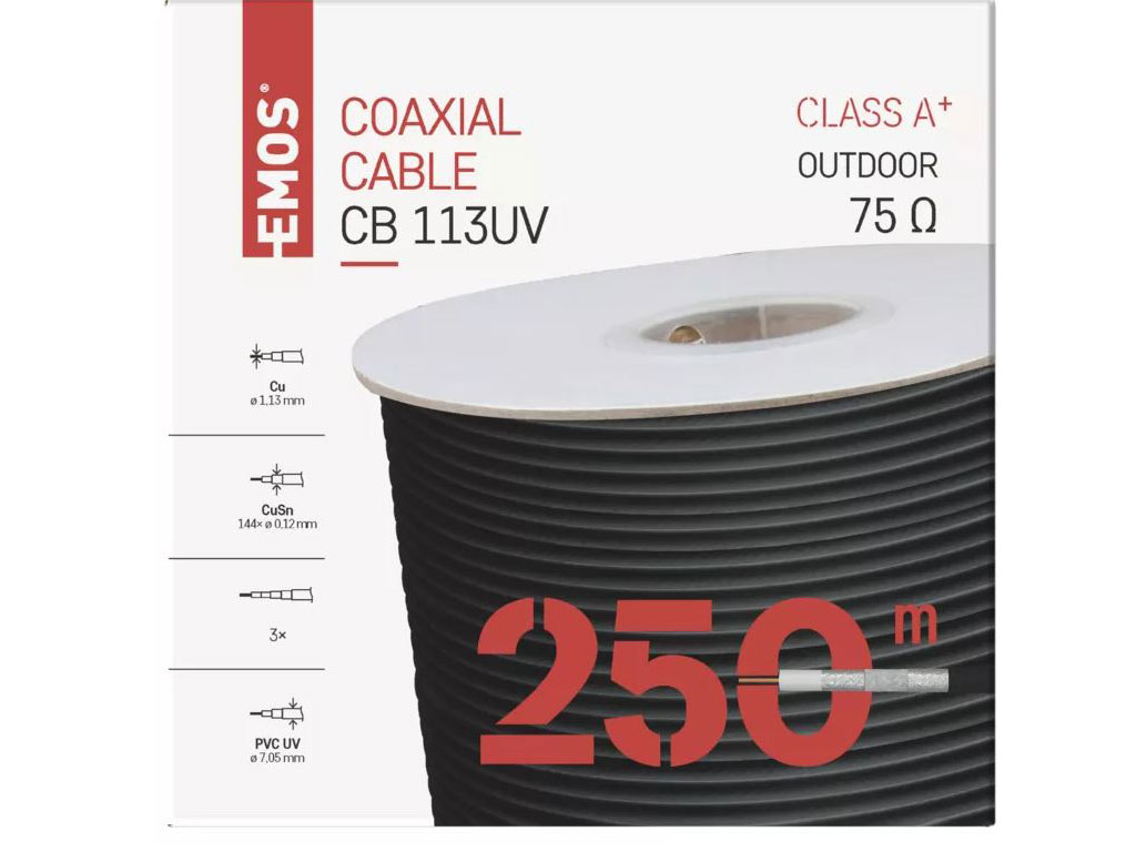 Kabel  - metráž CB113UV KOAX PVC 7mm koaxiální kabel 75 Ohm 