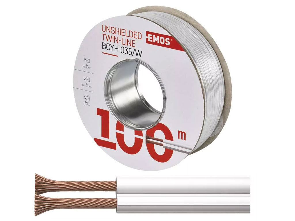 Kabel  - metráž dvojlinka 2x0,35mm BCYH035/W bílá - CU vodiče