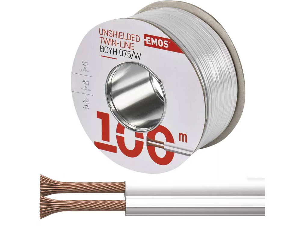 Kabel  - metráž dvojlinka 2x0,75mm BCYH075/W bílá - CU vodiče