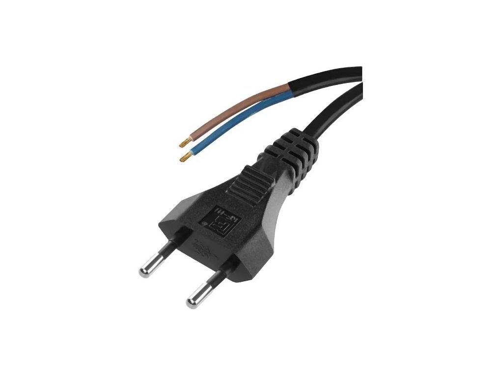 Kabel napájecí Flexo šňůra PVC 2× 0,75mm2, délka 3m, černá