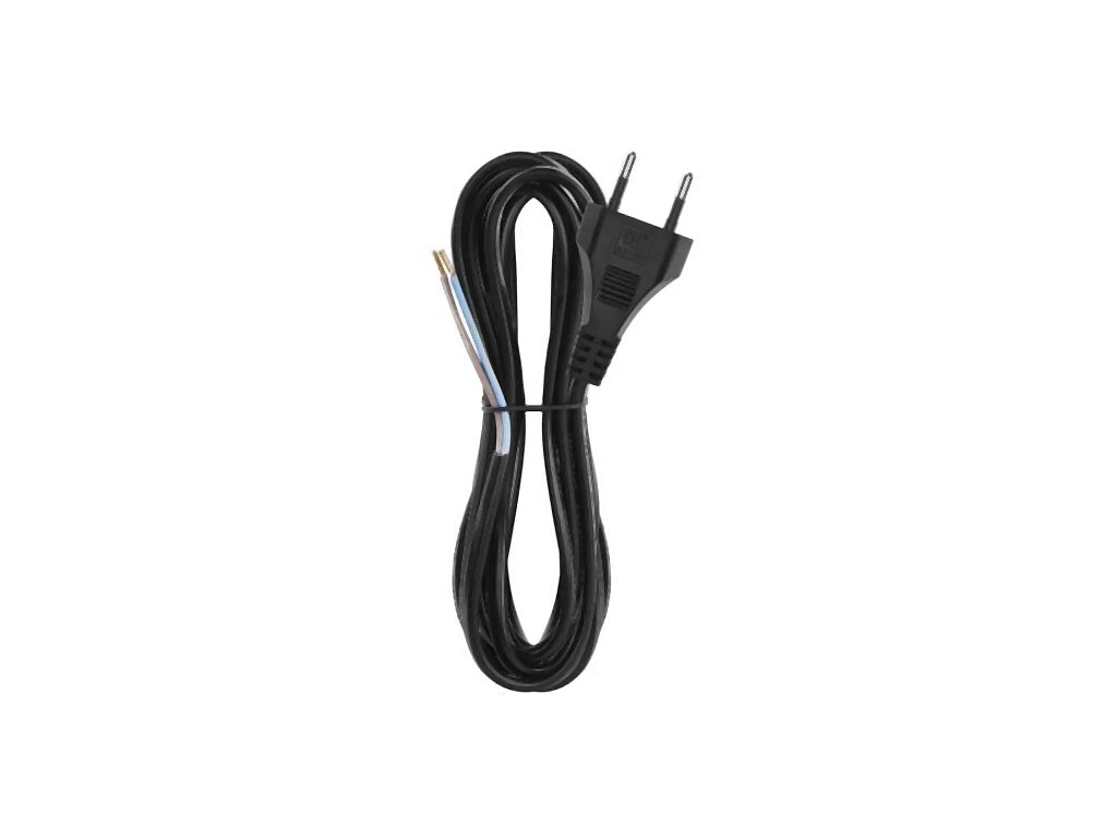 Kabel napájecí Flexo šňůra PVC 2× 0,75mm2, délka 3m, černá