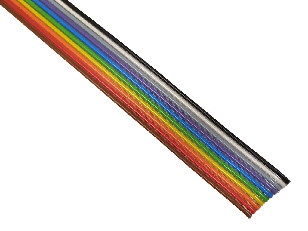 Kabel plochý vícežilový, barevný, 10x28AWG, Cu, nestíněný