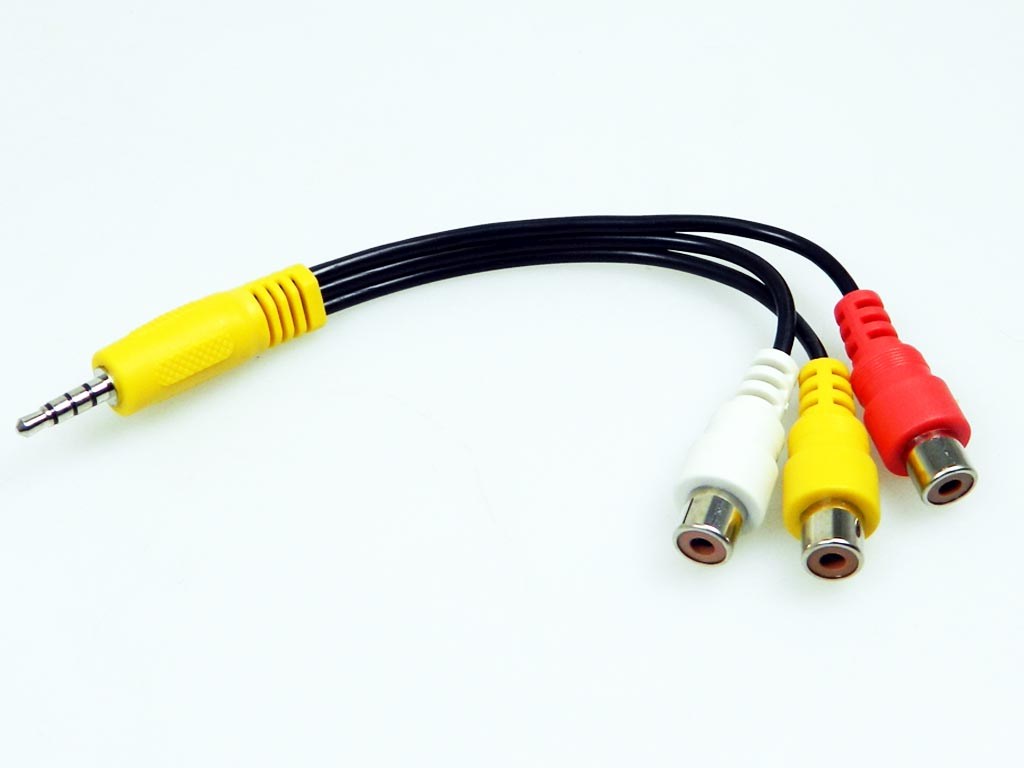 Kabel redukce 3.5mm jack 4 polový / 3xCINCH 2xAudio+Video 0.1m Sencor 2427790025T-03