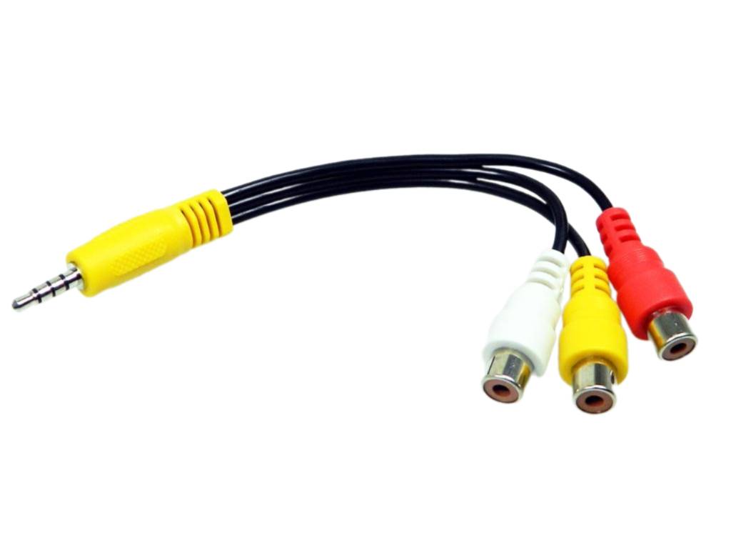 Kabel redukce 3.5mm jack 4 polový / 3xCINCH  2xAudio+Video 0.1m  Sencor 2427790025T-03