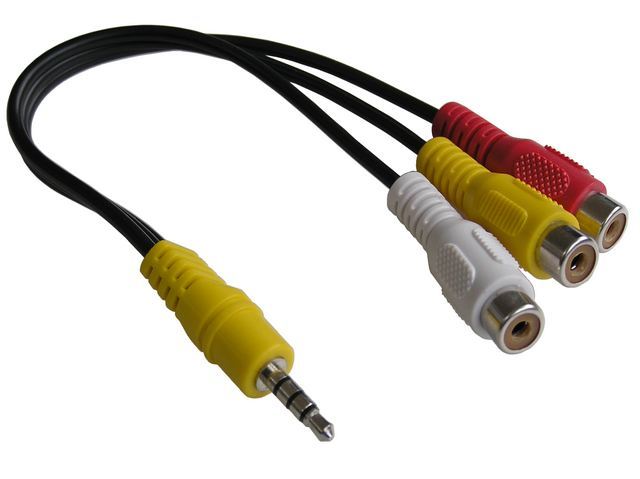 Kabel redukce 3.5mm jack 4 polový / 3xCINCH 2xAudio+Video 0.2m Vestel / Panasonic 3006971