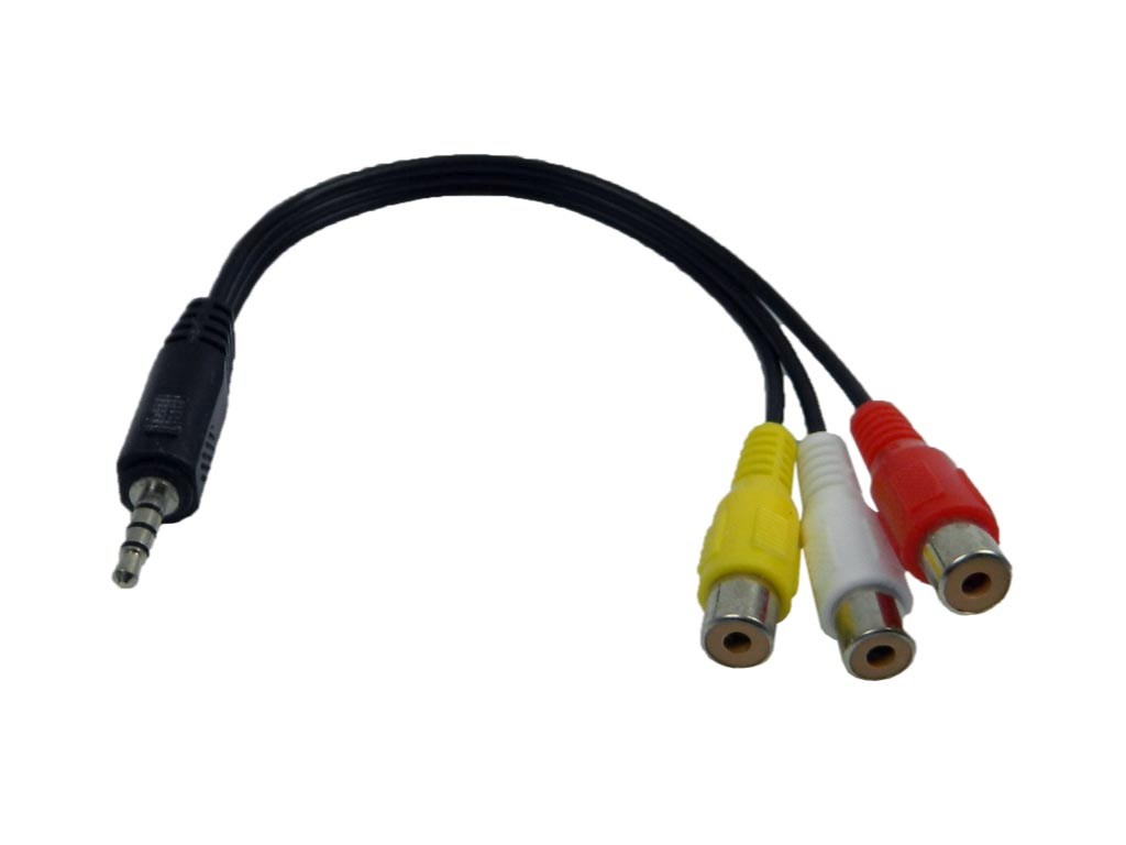 Kabel redukce 3.5mm jack 4 polový / 3xCINCH  2xAudio+Video 15cm 